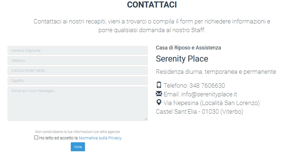 Sito web per Casa di Riposo - Contatti