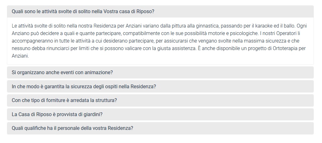 Sito web per Casa di Riposo - Domande e Risposte