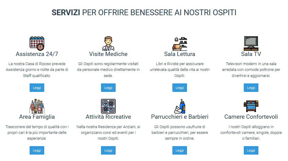 Sito web per Casa di Riposo - Servizi
