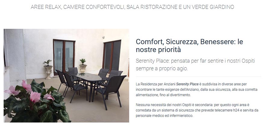 Sito web per Casa di Riposo - Sezione Descrittiva