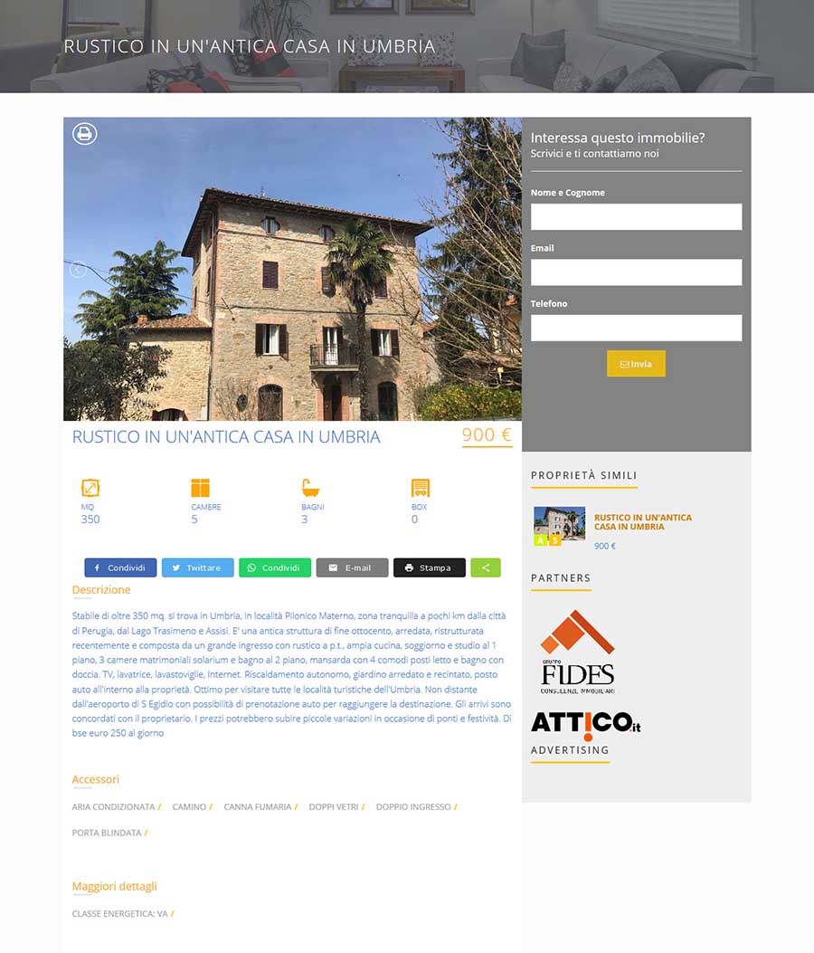 Sito web per agenzia immobiliare - Dettaglio Immobile es. 1