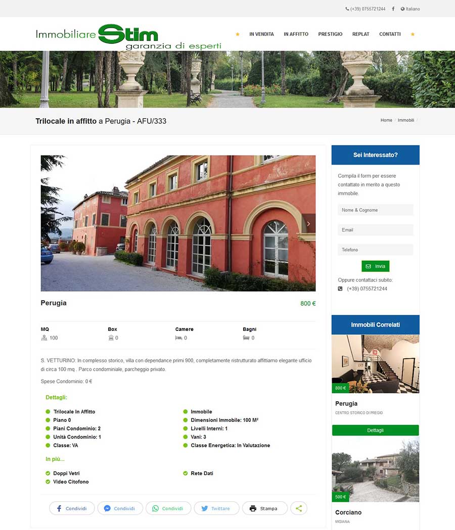 Sito web per agenzia immobiliare - Dettaglio Immobile es. 2
