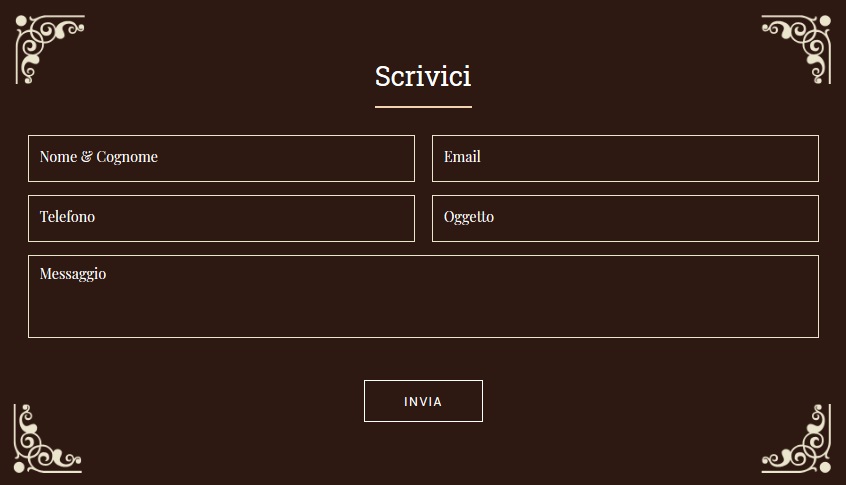 Sito web per Pizzeria - Contact Form personalizzato